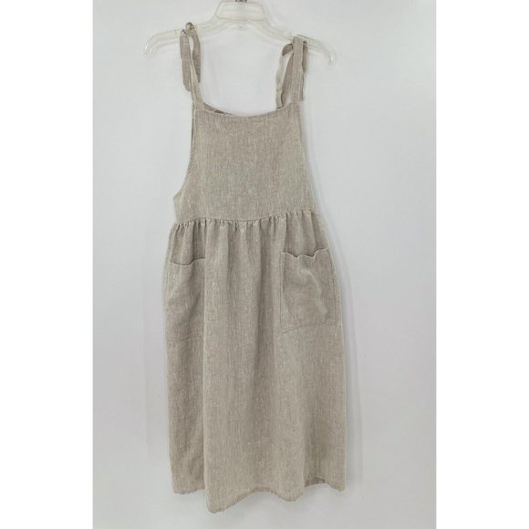 Love To Love You Dresses & Skirts - Love To Love You Linen Pinafore Dress Beige  Boho Cottagecore Prairie Sz M Midi
